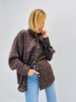 Chemise à Carreaux Col Nœud – Esprit Décontracté Chic & Volume Confortable – Image 5