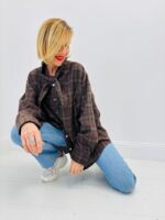 Chemise à Carreaux Col Nœud – Esprit Décontracté Chic & Volume Confortable