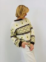 Pull Jacquard Motifs Cœur & Fleurs – Esprit Italien & Douceur Vintage