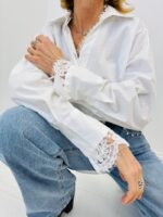 Chemise en Coton aux Détails Dentelle – Élégance Intemporelle & Féminité Délicate – Image 8