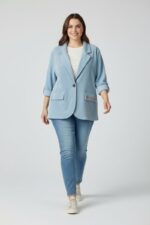 Veste maille souple esprit blazer étoile scintillante – Grande taille – Image 3