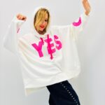 🖤 Sweat Oversize à Message Graphique Contrasté en Coton Majoritaire