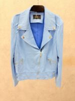 Veste biker en suédine fuchsia – Grande taille – Image 8