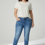 Jean Grande Taille Bleu Denim Effet Froissé – Coupe Confort & Allure Moderne