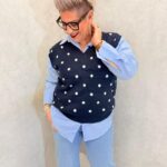 Pull sans manches à pois rose poudré – Grande Taille – Touche graphique et douceur moderne