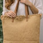 Sac Cabas En Toile À Sequins Discrets Et Finitions Frangées