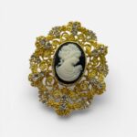 Broche Camée Dorée Esprit Baroque & Cristaux