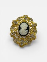 Broche Camée Dorée Esprit Baroque & Cristaux
