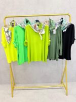 Top Grande Taille Fluide À Foulard Imprimé Intégré – Image 5