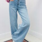 Jean Wide Leg Taille Haute À Détails Brodés