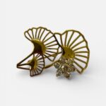 Broche Dorée Ginkgo Biloba & Cristaux Délicats