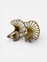 Broche Dorée Ginkgo Biloba & Cristaux Délicats