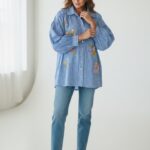 Chemise Vichy Oversize Brodée Florale Esprit Bohème Chic