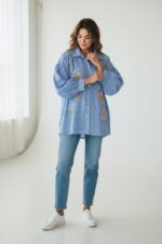 Chemise Vichy Oversize Brodée Florale Esprit Bohème Chic