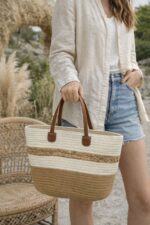 Sac Cabas Tressé Bicolore Esprit Naturel & Estival