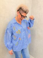 Chemise Grande Taille Vichy En Coton À Broderies Florales – Image 3