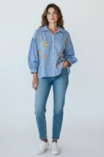 Chemise Vichy Oversize Brodée Florale Esprit Bohème Chic – Image 4