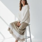 Jupe Taille Basse À Volant Dentelle Esprit Chic Décontracté