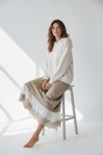 Jupe Taille Basse À Volant Dentelle Esprit Chic Décontracté