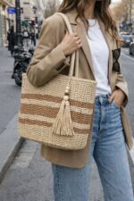 Sac Cabas Effet Paille Tressée À Pampille Esprit Bohème Chic
