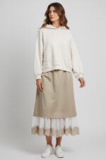 Jupe Taille Basse À Volant Dentelle Esprit Chic Décontracté – Image 3