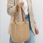 Sac Cabas Crochet À Anses Effet Cuir Esprit Bohème Chic