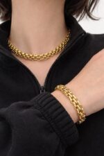 Collier Chaîne Dorée & Bracelet Assorti – Intemporel Chic Et Moderne