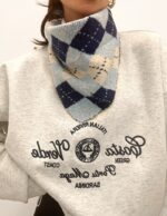 Triangle Argyle en Maille Douce Viscose & Laine – Image 3