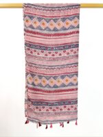 Écharpe Ethnique À Motifs Graphiques Et Pompons – Image 3