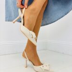 Escarpins Slingback à Talon Fin et Nœud Couture