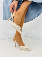 Escarpins Slingback à Talon Fin et Nœud Couture