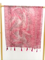 Écharpe Fluide À Motif Feuillage Et Finitions Pompons – Image 5