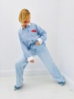 Chemise Rayée en Coton au Dos Brodé “Café Lovers Club” – Image 3