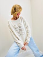 Pull “Love” À Col Rond En Maille Douce