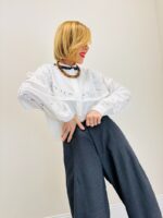 Chemise Brodée En Coton À Col Montant