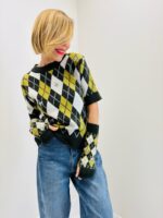 Pull À Manches Courtes Motif Argyle Orné De Détails Bijoux - Marque Ange