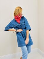 Tunique En Denim À Coupe Droite Et Manches Courtes – Image 2