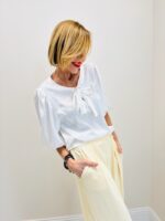 Blouse Fluide À Nœud Encolure Et Manches Ballon - Marque Ema Blues – Image 7