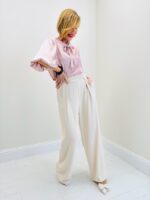 Blouse Fluide À Nœud Encolure Et Manches Ballon - Marque Ema Blues – Image 4