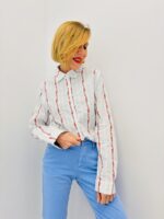 Chemise Rayée en Coton à Motif Fleuri – élégance subtile et esprit délicat