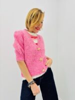 Gilet Manches Courtes en Maille – douceur colorée et esprit rétro chic