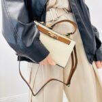 Mini Sac Structuré en Cuir Véritable à Détails Contrastés