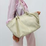 Sac Cabas Souple en Cuir Véritable à Anses Anneaux