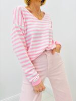 Pull Rayé Manches Longues col Large en Maille Fluide – Image 8