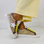 Baskets Statement à Étoile Contrastée et Détails Animal Print