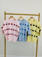 Pull en Maille Douce à Motifs Cœurs Contrastés – Image 3