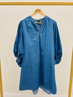 Robe en Denim Léger aux Manches Bouffantes Élégantes – Image 4