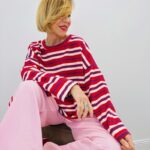 Pull Rayé en Coton Doux à Esprit Graphique