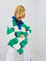 Polo Rayé en Coton à Rayures Graphiques