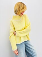 Pull Surpiqué en Maille Douce à Col Montant